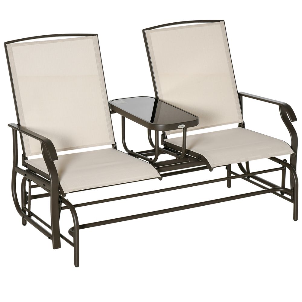 Metal Double Swing Chair Glider With Table Rocker Sun Lounger 2-Seasons Home Store