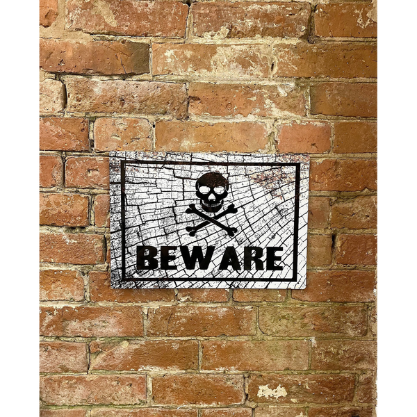 Metal Sign Plaque - Skull Beware-Seasons Home Store