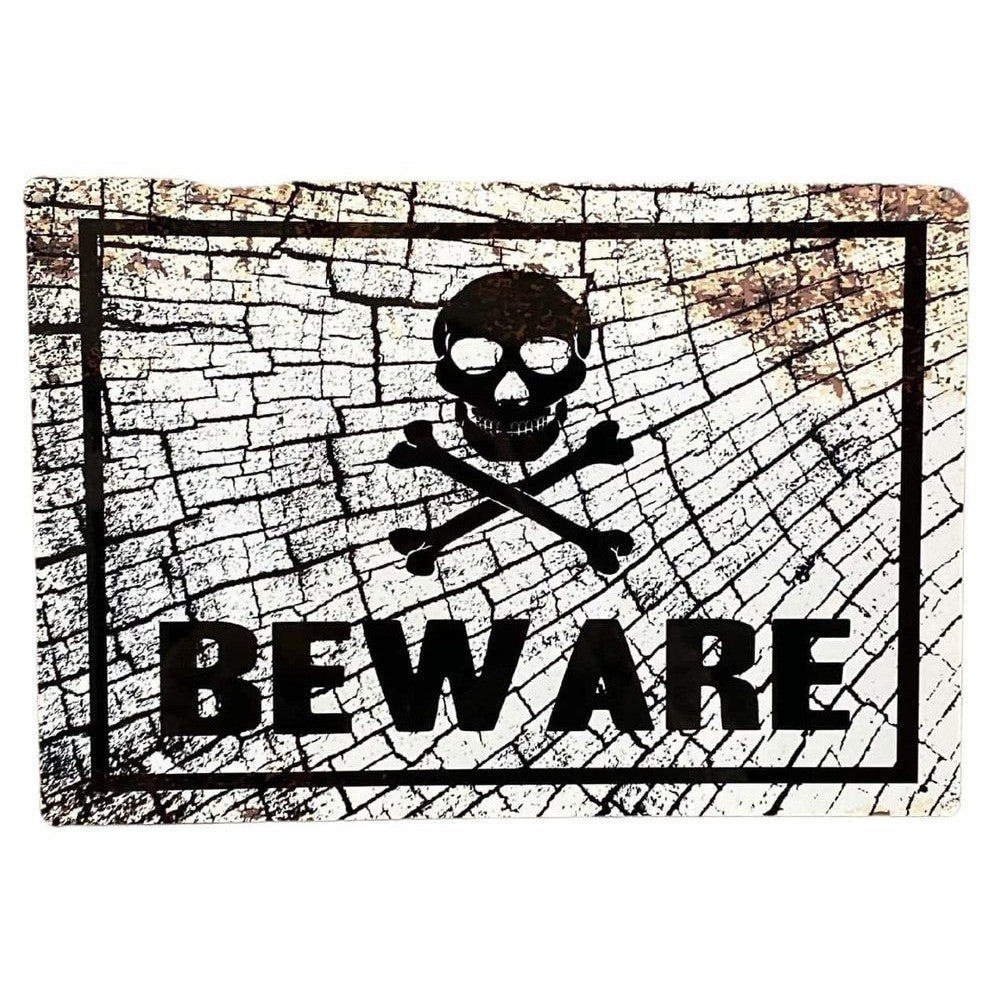 Metal Sign Plaque - Skull Beware-Seasons Home Store