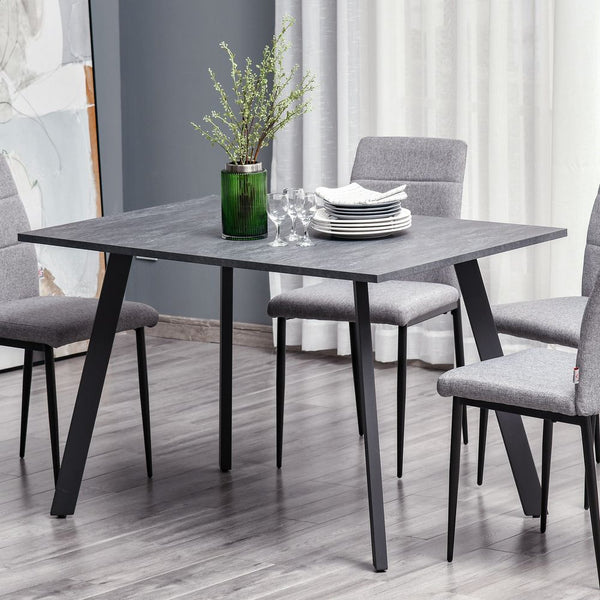 Modern Rectangular Dining Table with Metal Legs Indoor, Dark Grey-Seasons Home Store