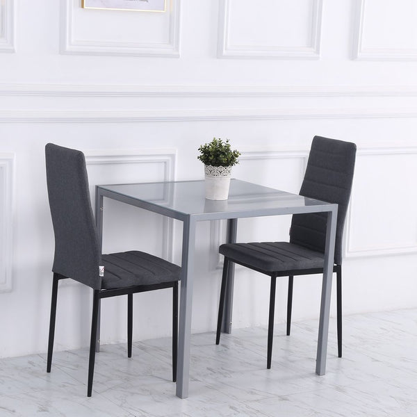 Modern Square Dining Table with Tempered Glass Top & Metal Legs-Seasons Home Store