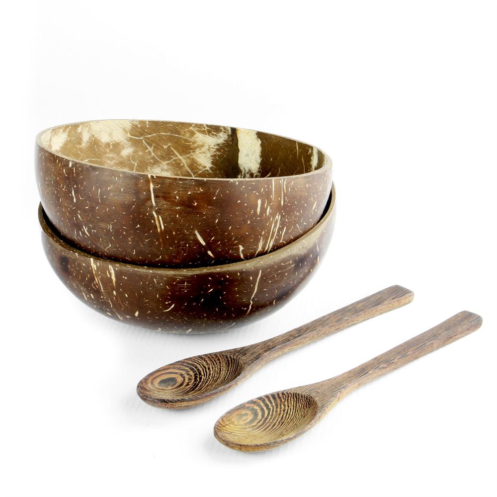 Natural Coconut Bowls - Pack of 2-Seasons Home Store