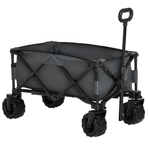 Outdoor Cart Folding Cargo Wagon Trailer Handle Dark Grey-Seasons Home Store