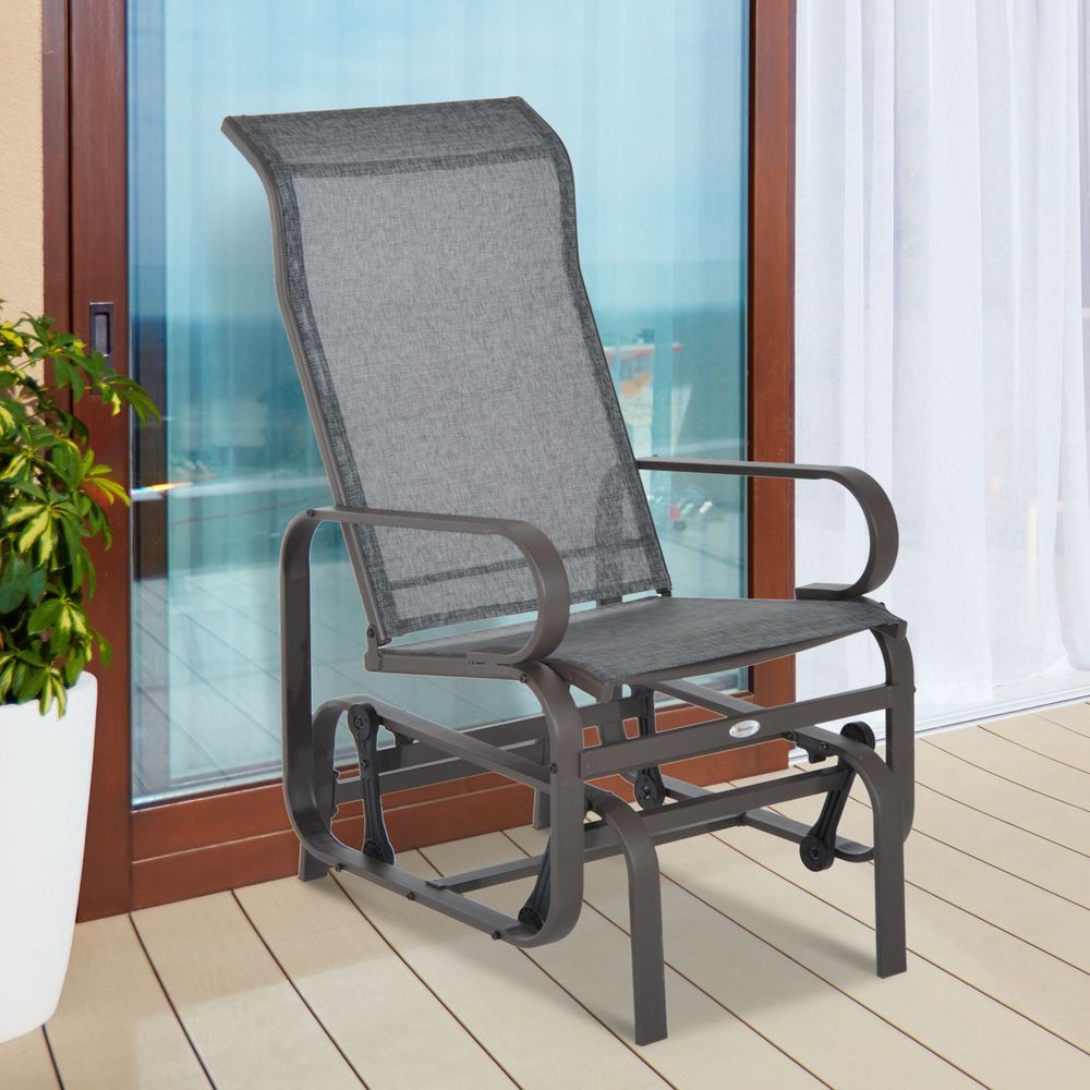 Outdoor Gliding Rocking Chair Sturdy Steel Frame Garden Comfortable Swing Chair-Seasons Home Store