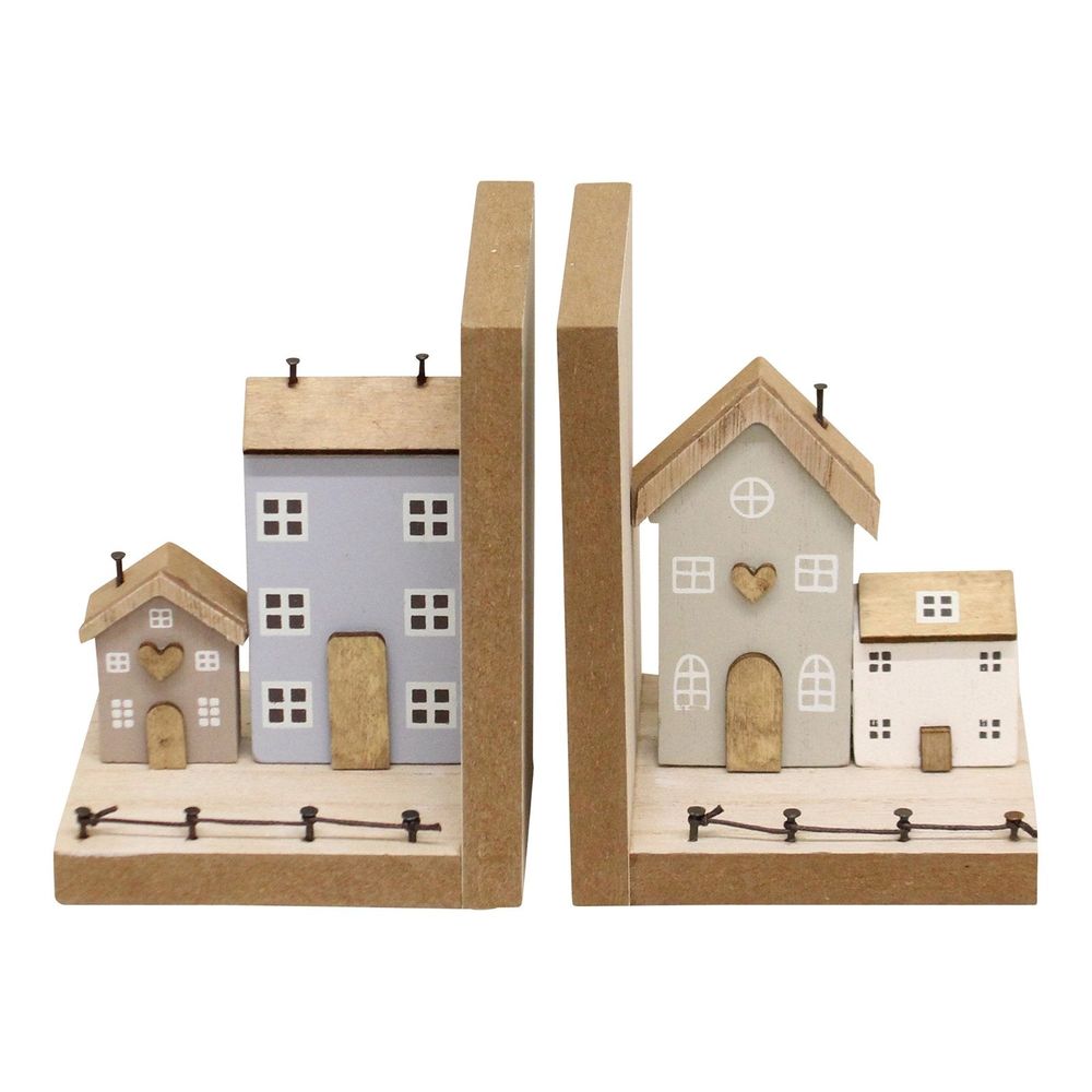 Pair of Bookends, Wooden Houses Design-Seasons Home Store