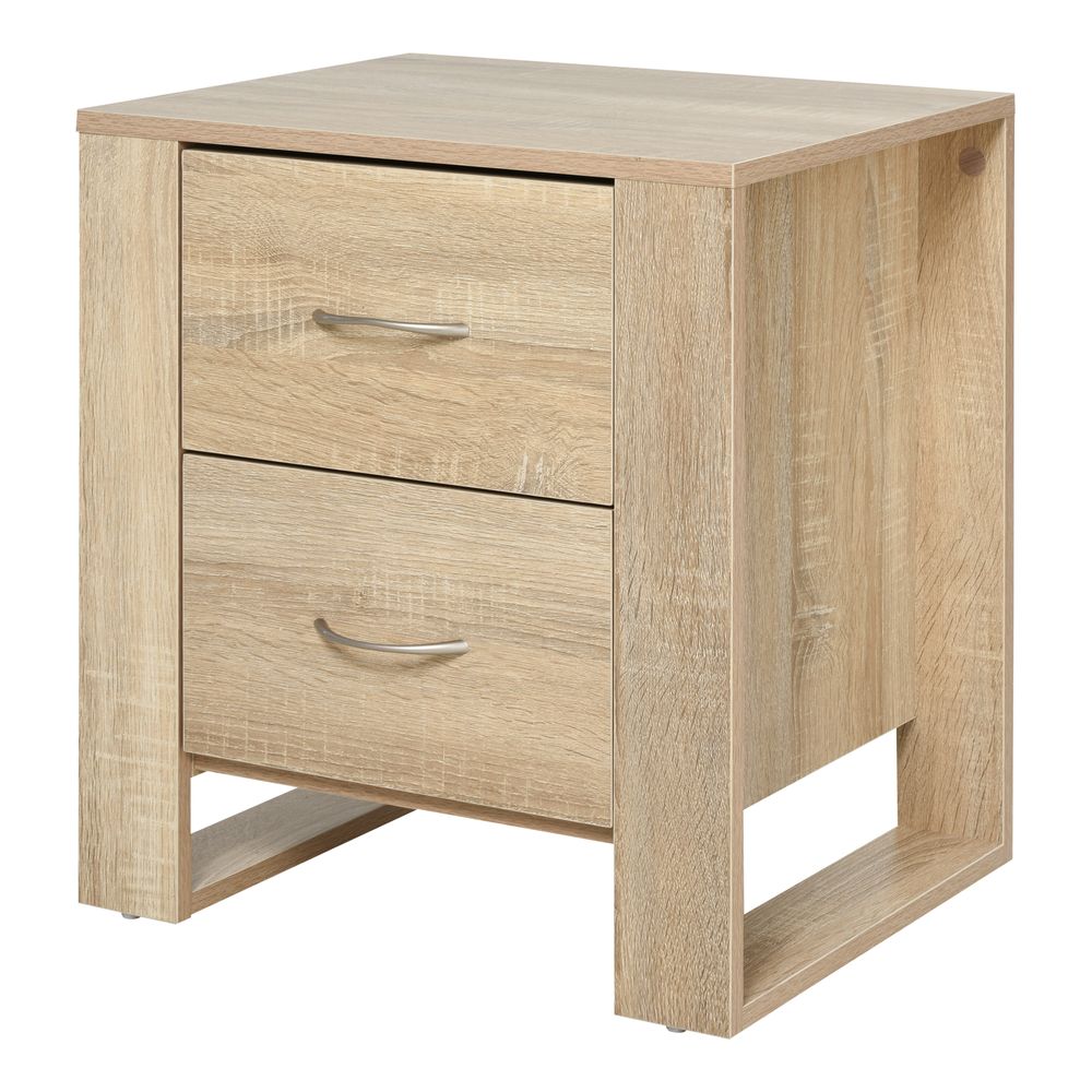 Particle Board 2-Drawer Bedside Table Natural-Seasons Home Store