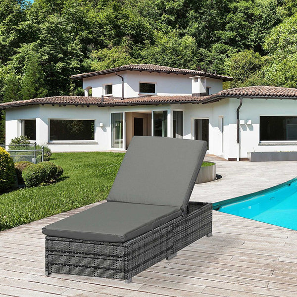 Rattan Outdoor Garden Reclining Sun Lounger-Seasons Home Store