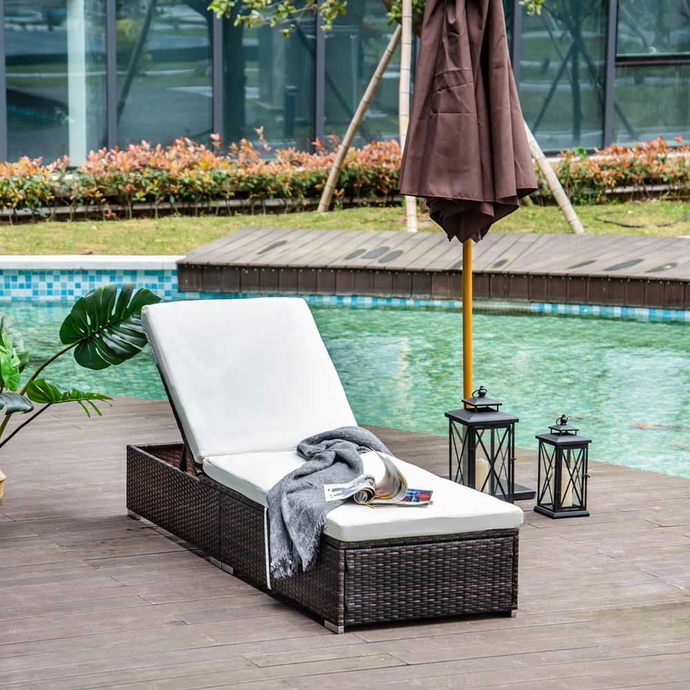 Rattan Outdoor Garden Reclining Sun Lounger-Seasons Home Store