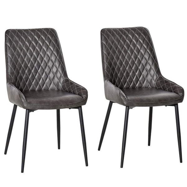 Retro Dining Chair Set of 2, PU Leather Upholstered Side Chairs-Seasons Home Store