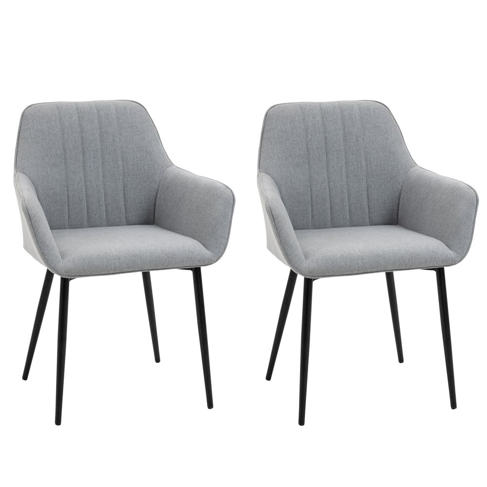 Set of 2 Dining Chairs Upholstered with Metal Legs, Light Grey 2 h-Seasons Home Store