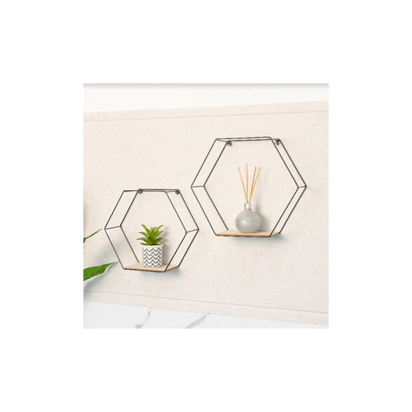 Set of 2 Hexagonal Wall Shelves - CHELF-Seasons Home Store