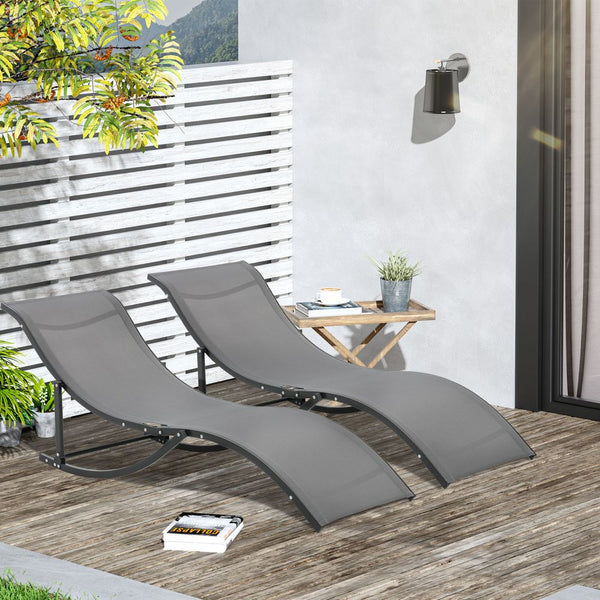 Set of 2 S-shaped Zero Gravity recliners 165x61x63cm Dark Grey-Seasons Home Store