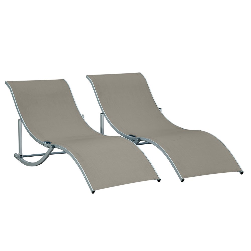 Set of 2 Zero Gravity Lounge Chair Recliners Sun Lounger Light Grey-Seasons Home Store