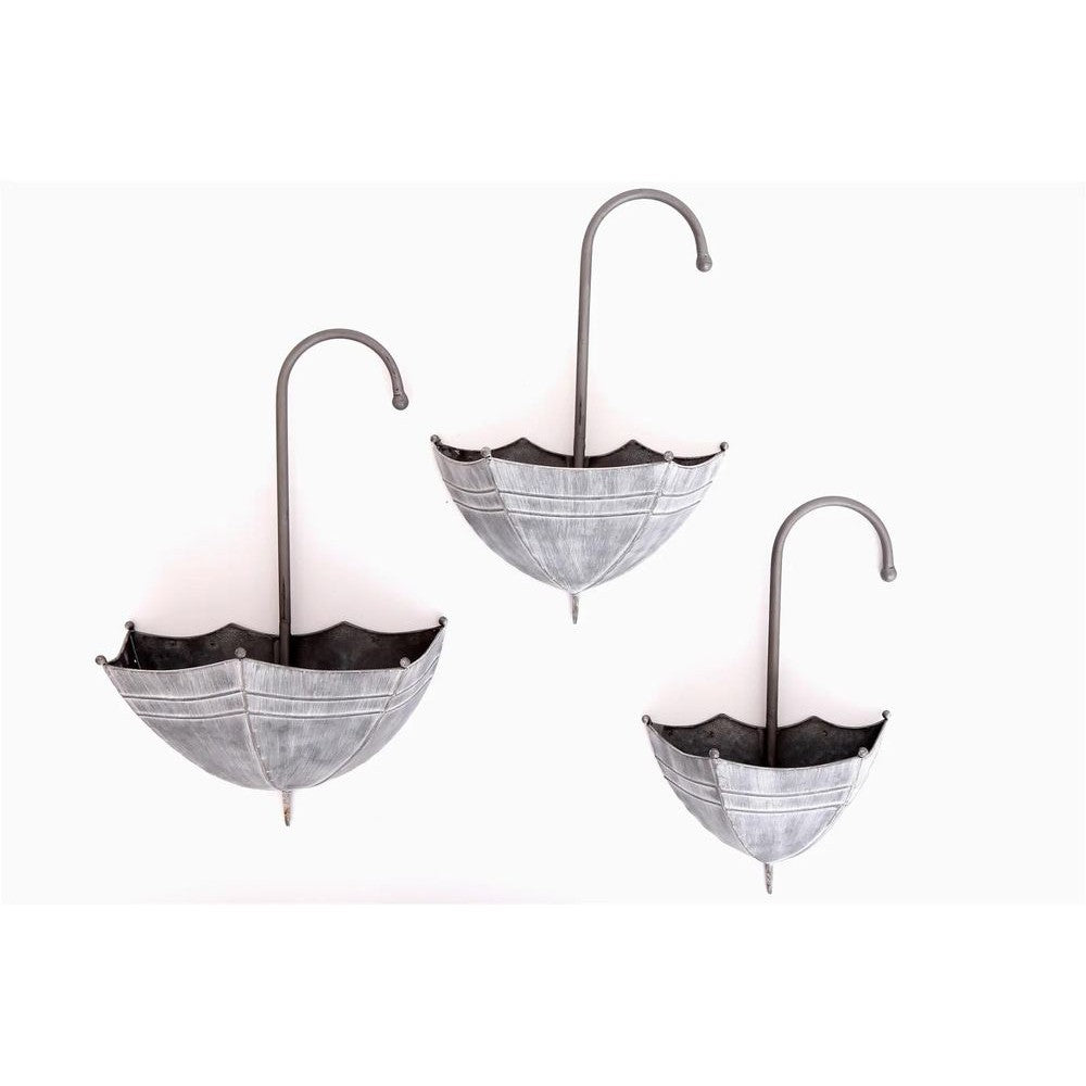 Set of 3 Multi Sized Garden Metal Umbrella Planters-Seasons Home Store