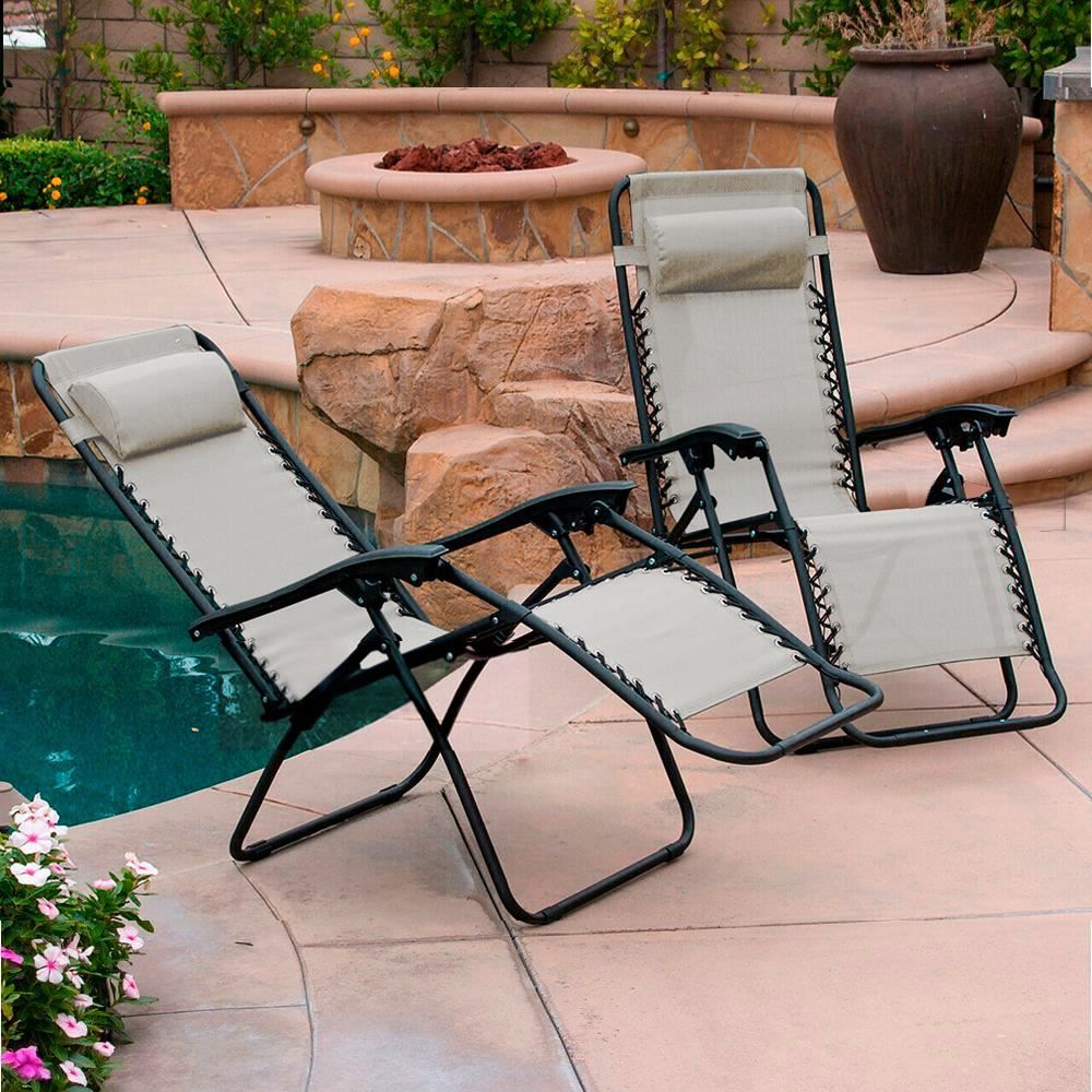 Set of Two Zero Gravity Recliner Garden Sun Loungers-Seasons Home Store