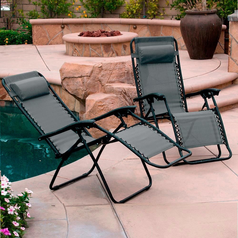 Set of Two Zero Gravity Recliner Garden Sun Loungers-Seasons Home Store