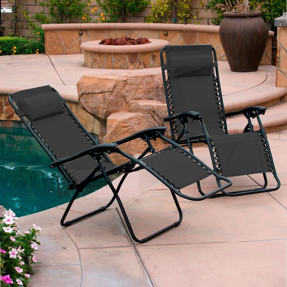 Set of Two Zero Gravity Recliner Garden Sun Loungers-Seasons Home Store