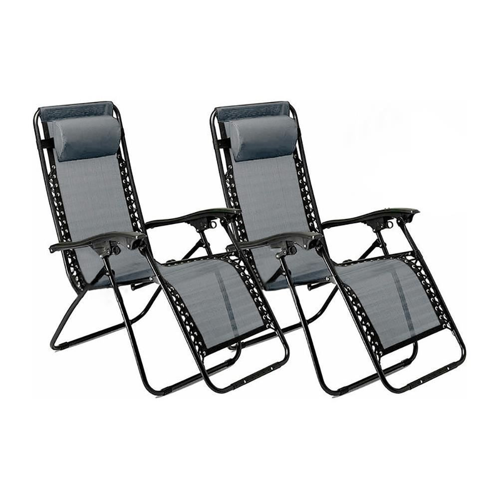 Set of Two Zero Gravity Recliner Garden Sun Loungers-Seasons Home Store