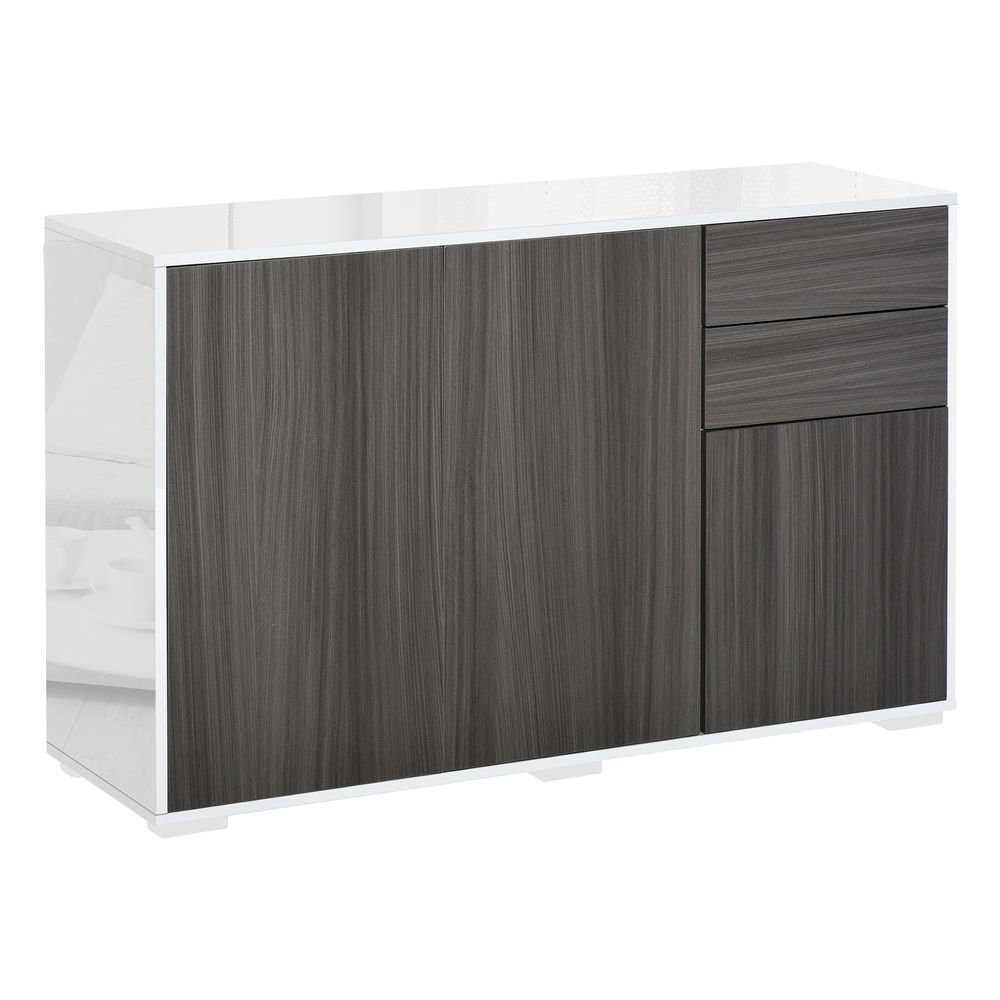 Side Cabinet 2 Door Cabinet and 2 Drawer for Home Office Grey White-Seasons Home Store