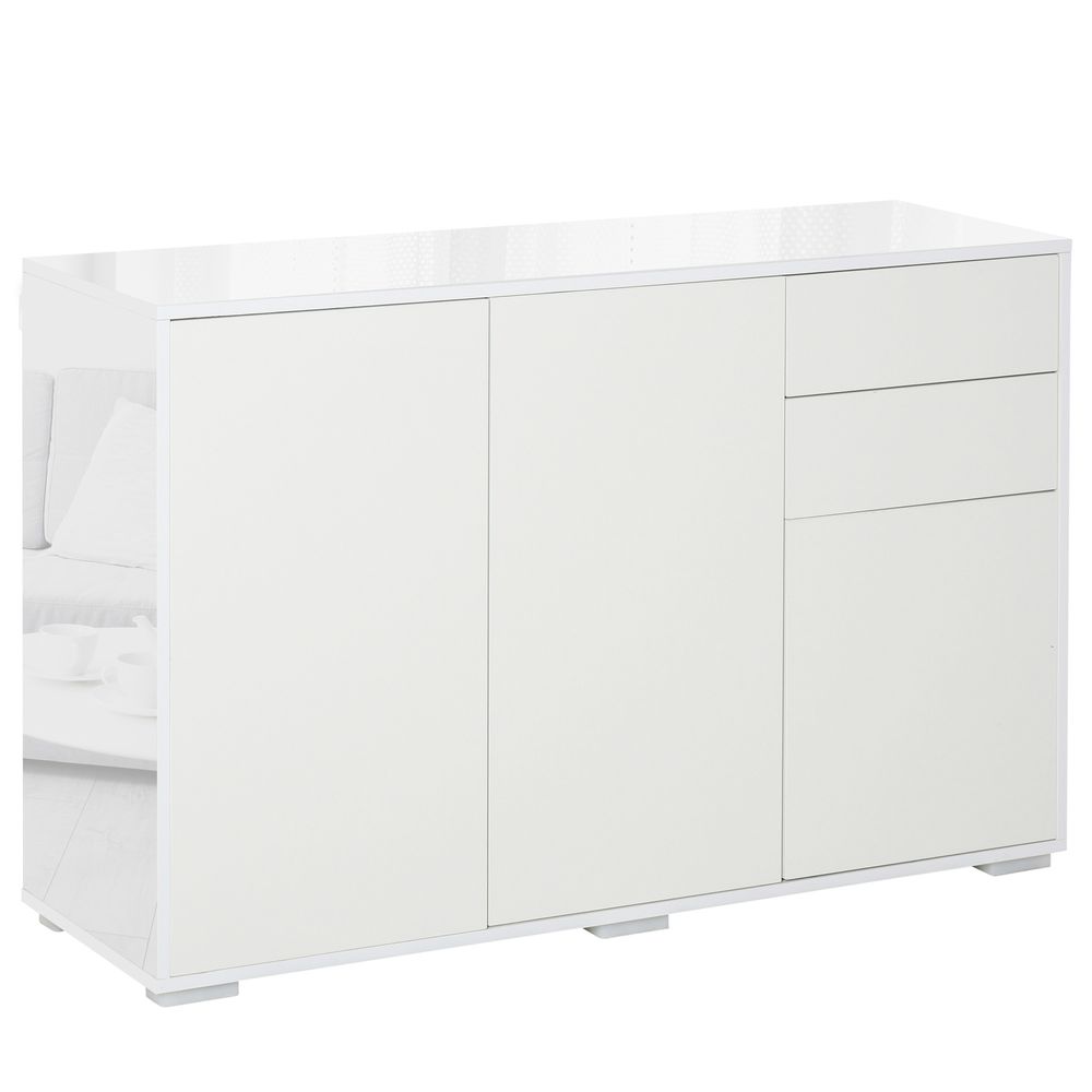 Side Cabinet with 2 Door Cabinet and 2 Drawer for Home Office White-Seasons Home Store