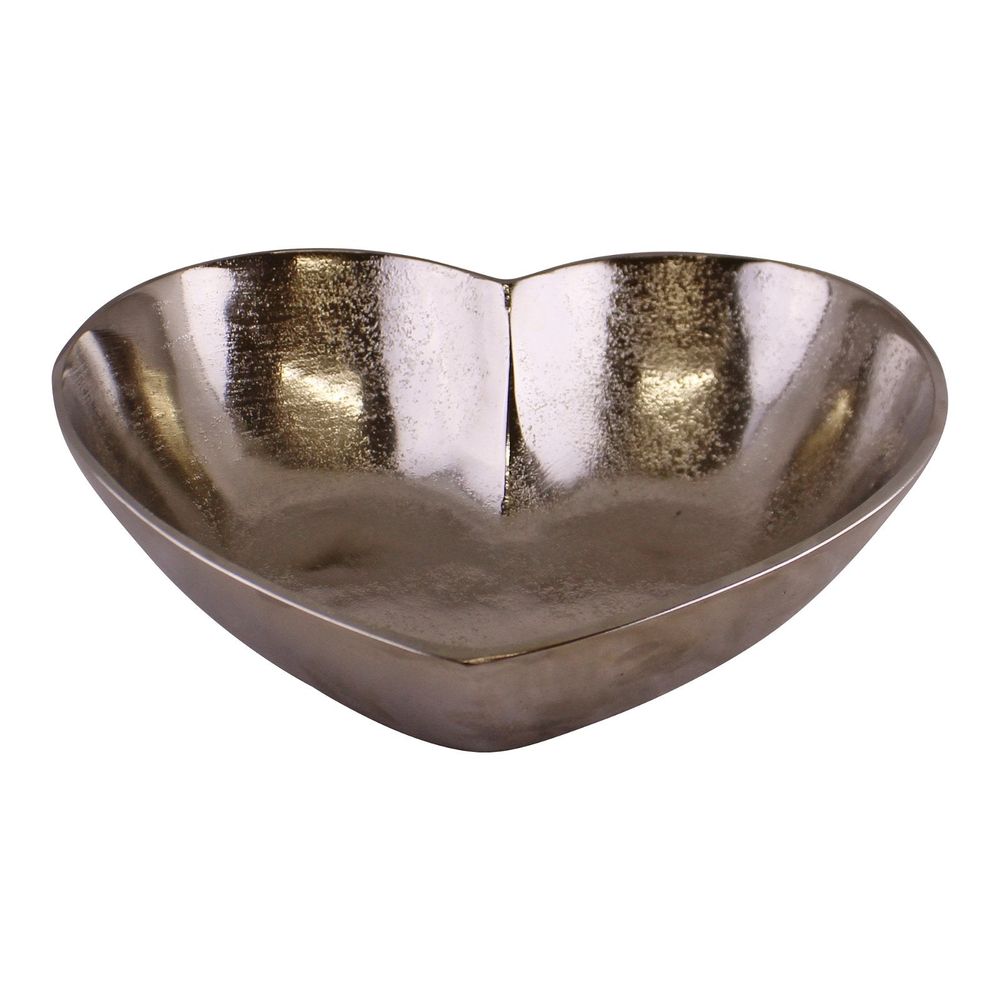 Silver Metal Heart Shaped Decorative Bowl-Seasons Home Store