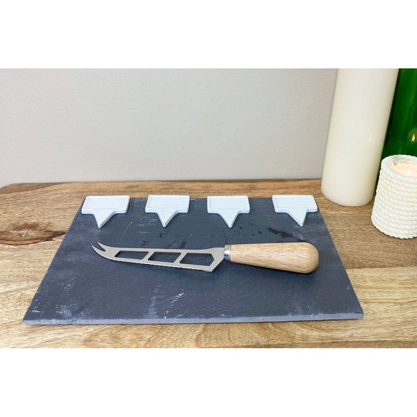 Slate Cheese Board Service Set & Knife 30cm-Seasons Home Store