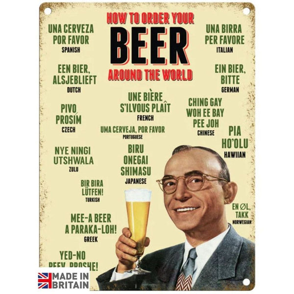 Small Metal Sign 45 x 37.5cm Beer How to Order your Beer-Seasons Home Store