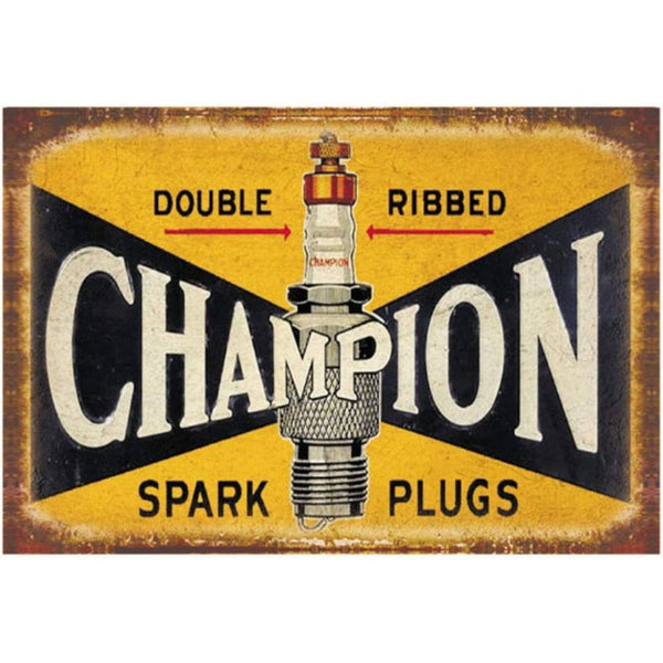 Small Metal Sign 45 x 37.5cm Champion Spark Plug-Seasons Home Store