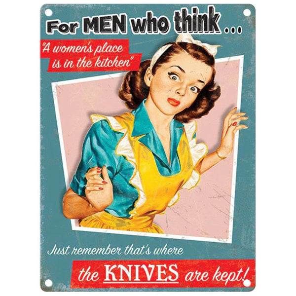 Small Metal Sign 45 x 37.5cm Funny Just remember where the knives are kept-Seasons Home Store