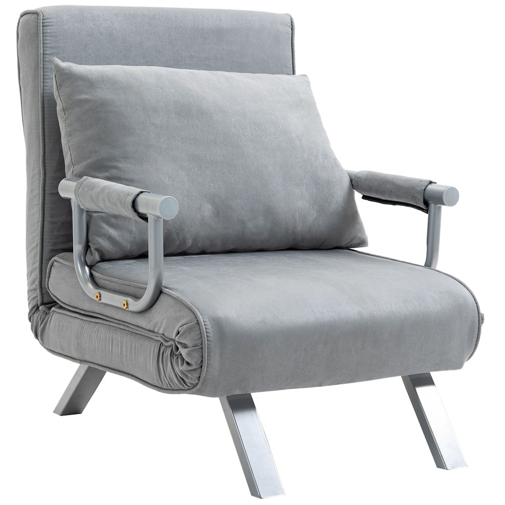 Sofa Bed Foldable Portable Armchair Sleeper Lounge Pillow Light Grey-Seasons Home Store