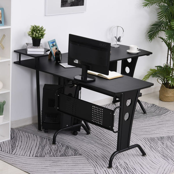 Space-Saving Corner Work Office Desk Gaming Steel Frame CPU Rack Black-Seasons Home Store