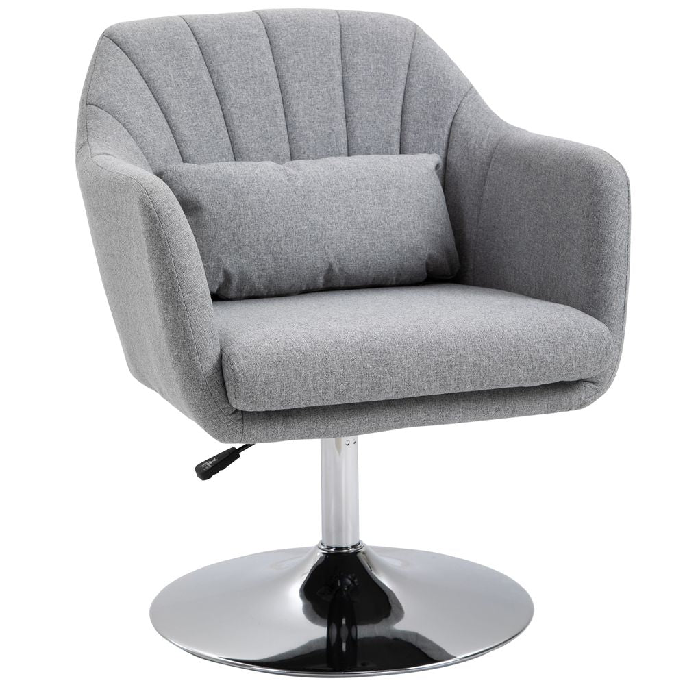 Stylish Retro Linen Swivel Tub Chair Steel Frame Cushion Seat Light Grey-Seasons Home Store