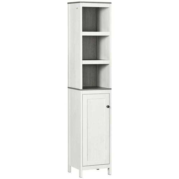 Tall Bathroom Storage Cabinet, Linen Tower with Adjustable Shelf, White-Seasons Home Store