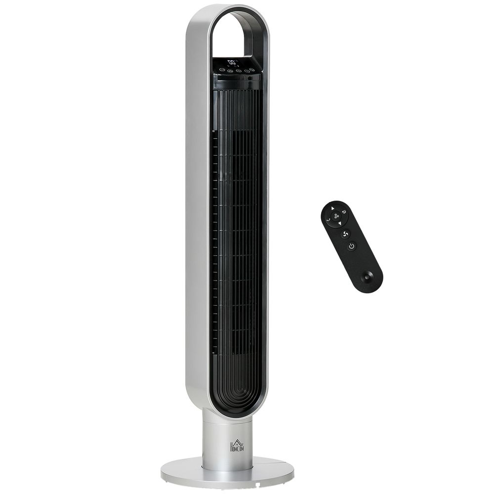 Tower Fan Cooling Oscillating, 3 Speed, 12h Timer, Silver Home-Seasons Home Store