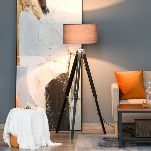 Tripod Base Floor Lamp with Wood Leg Height Adjustable Home Office-Seasons Home Store