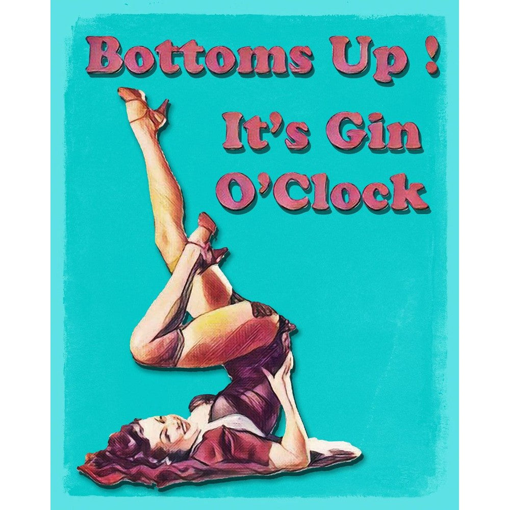 Vintage Metal Sign - Bottoms Up It's Gin O'Clock-Seasons Home Store
