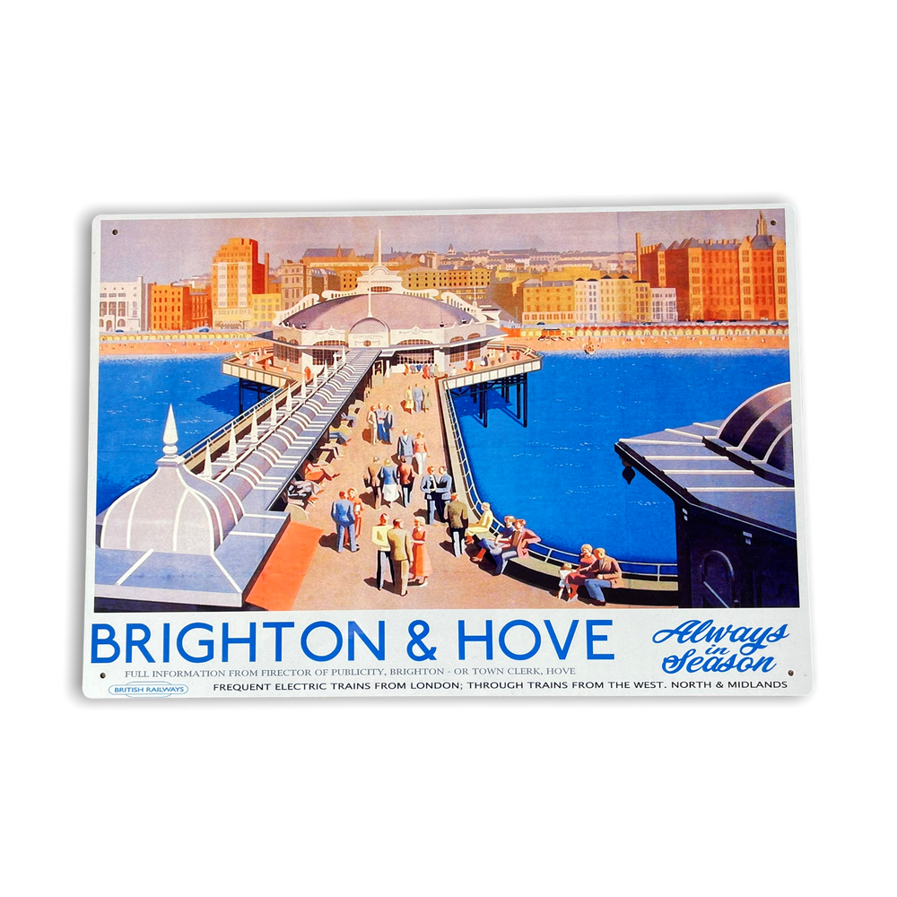 Vintage Metal Sign - British Railways Retro Advertising, Brighton & Hove-Seasons Home Store