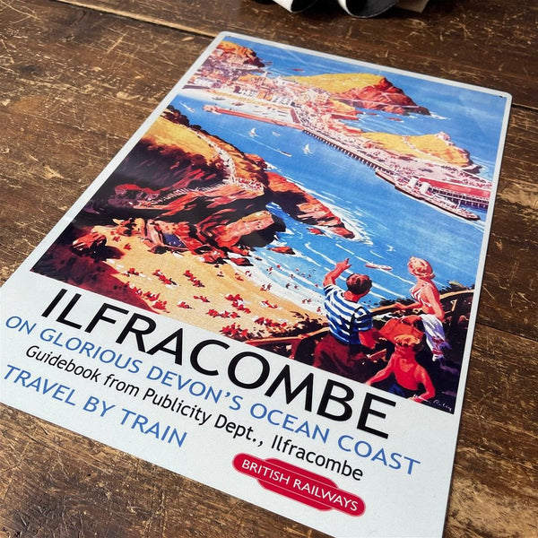 Vintage Metal Sign - British Railways Retro Advertising, Ilfracombe-Seasons Home Store