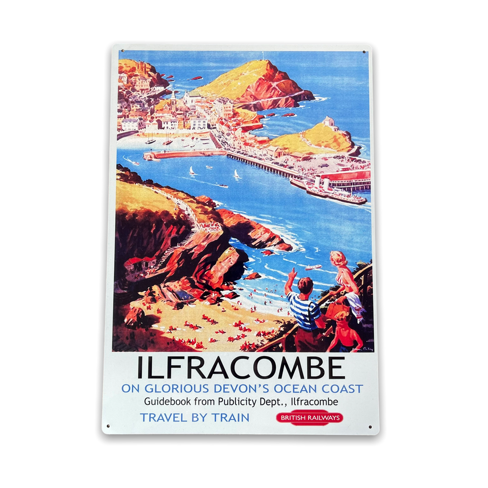 Vintage Metal Sign - British Railways Retro Advertising, Ilfracombe-Seasons Home Store