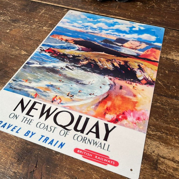 Vintage Metal Sign - British Railways Retro Advertising, Newquay-Seasons Home Store