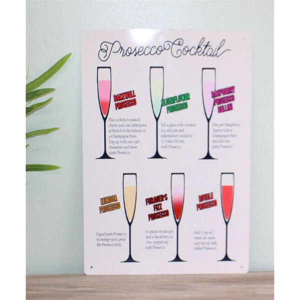 Vintage Metal Sign - Classic Cocktail Prosecco Recipes-Seasons Home Store