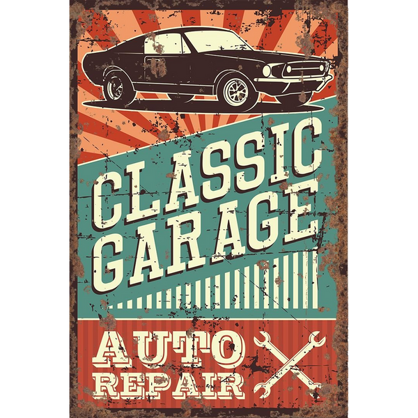 Vintage Metal Sign - Classic Garage Auto Repair-Seasons Home Store