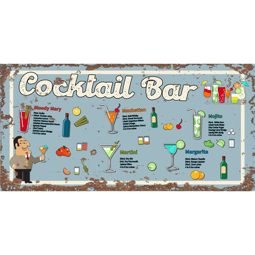 Vintage Metal Sign - Cocktail Bar-Seasons Home Store