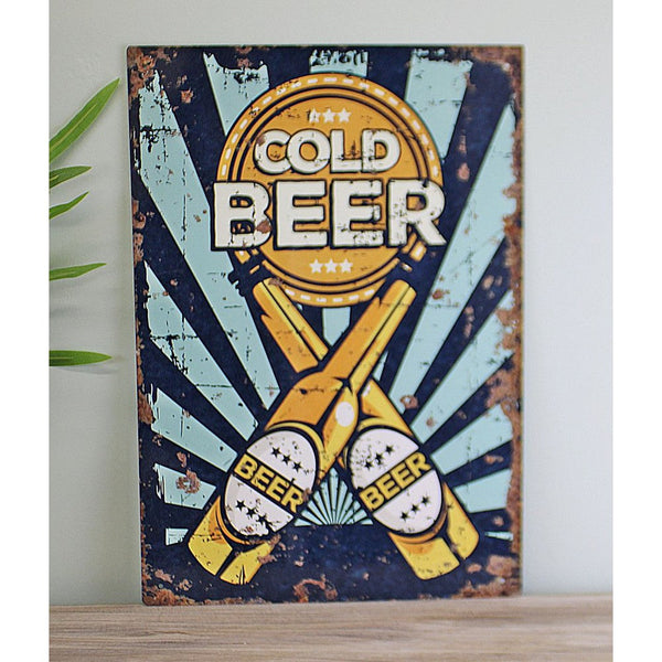 Vintage Metal Sign - Cold Beer-Seasons Home Store