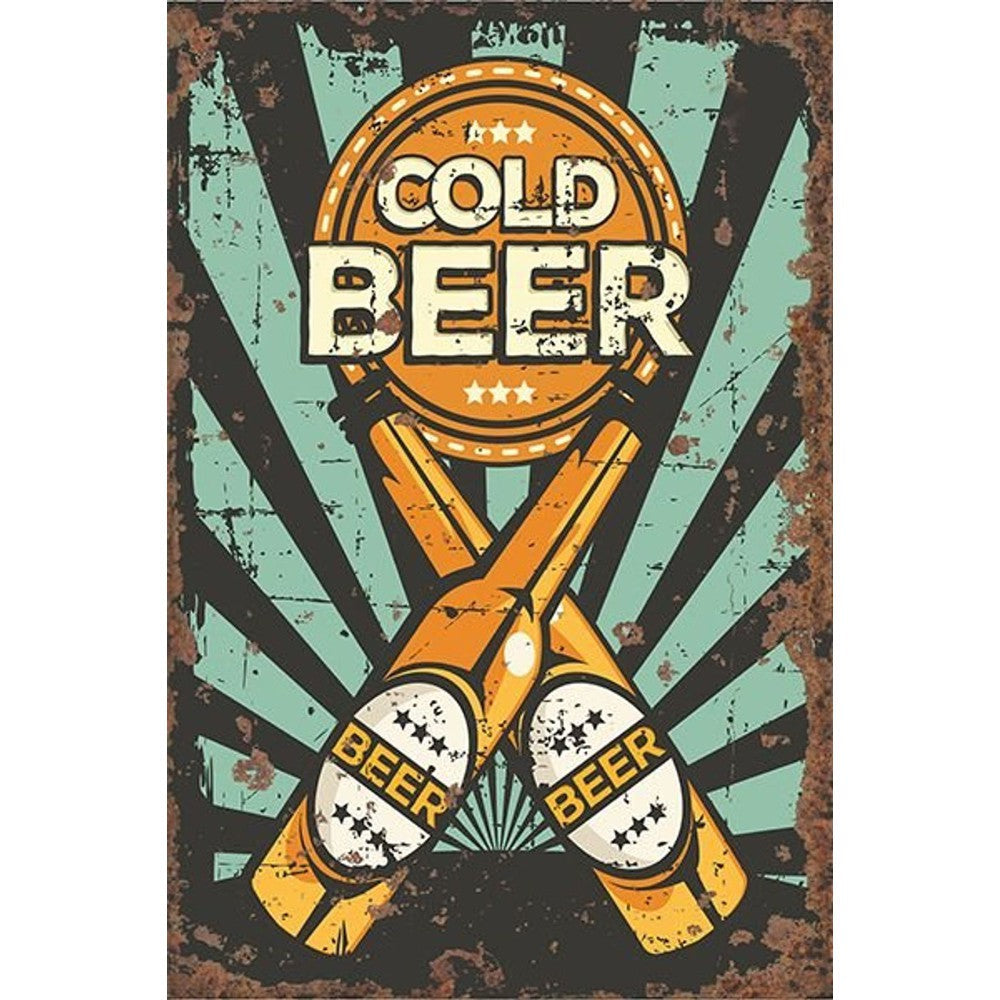 Vintage Metal Sign - Cold Beer-Seasons Home Store