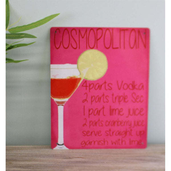 Vintage Metal Sign - Cosmopolitan Cocktail Recipe-Seasons Home Store