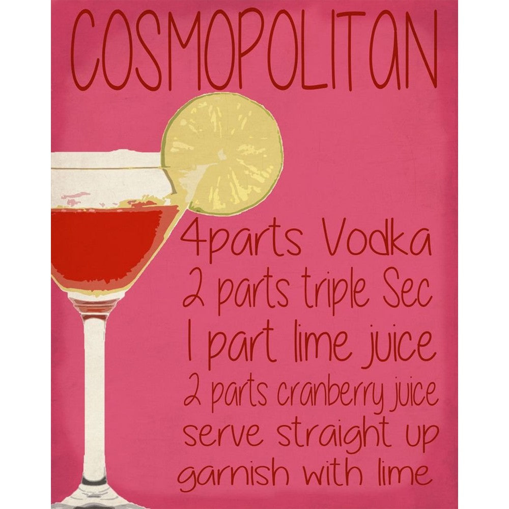 Vintage Metal Sign - Cosmopolitan Cocktail Recipe-Seasons Home Store