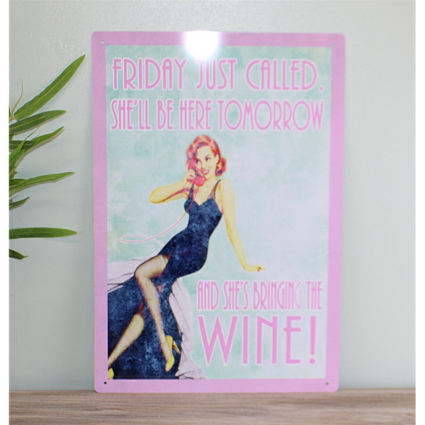 Vintage Metal Sign - Pin Up Girl-Seasons Home Store