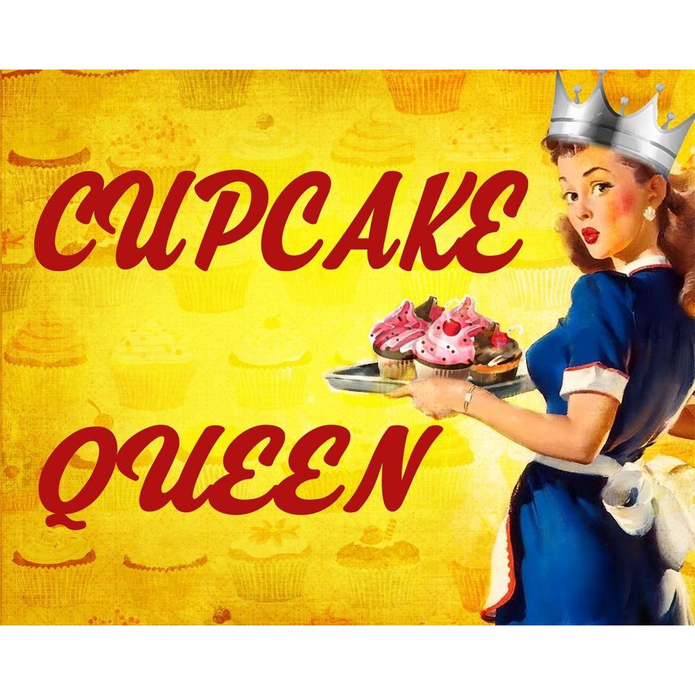 Vintage Metal Sign - Pin Up Girl, Cupcake Queen-Seasons Home Store