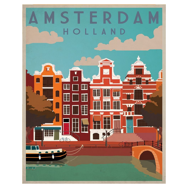 Vintage Metal Sign - Retro Advertising - Amsterdam Travel-Seasons Home Store